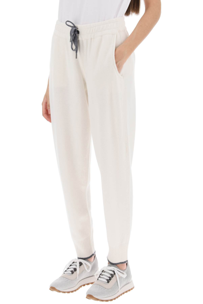 Shop Brunello Cucinelli Joggers In Cashmere Yarn In Bianco (white)