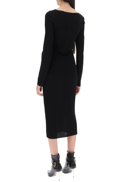 Shop Tom Ford Knitted Midi Dress With Cut-outs In Black (black)
