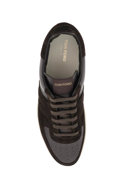 Shop Tom Ford Suede And Leather Radcliffe Sneakers In Brown Cream (brown)