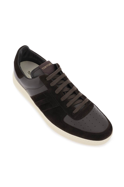 Shop Tom Ford Suede And Leather Radcliffe Sneakers In Brown Cream (brown)