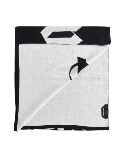 Shop Palm Angels Scarf In Black Offwhite