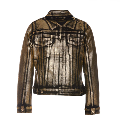 Madison.maison Panelled Foiled-finish Denim Jacket In Black