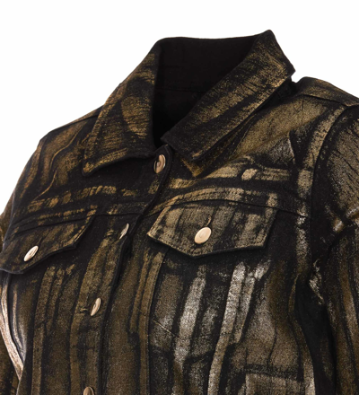 Madison.maison Panelled Foiled-finish Denim Jacket In Black
