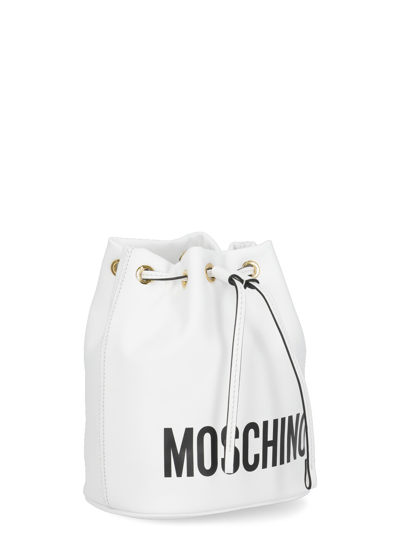 Shop Moschino Bucket Bag With Logo In White