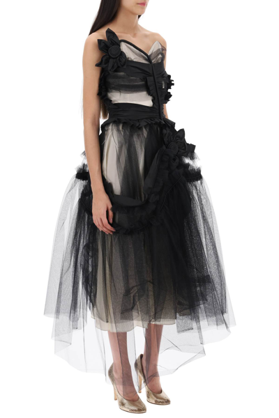 Shop Maison Margiela Midi Dress In Tulle With Taffeta Inserts In Black (black)