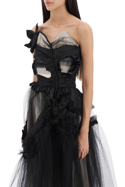 Shop Maison Margiela Midi Dress In Tulle With Taffeta Inserts In Black (black)