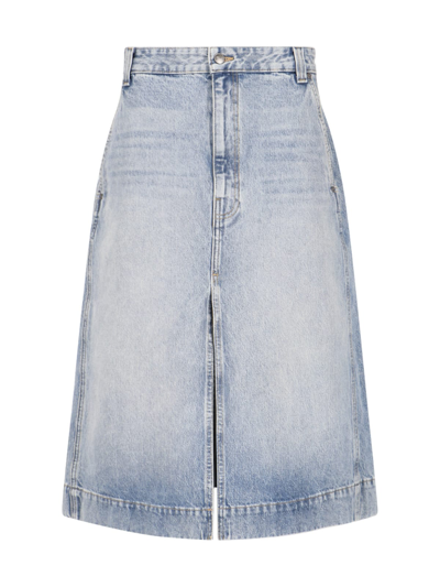 Shop Khaite Skirt In Light Blue