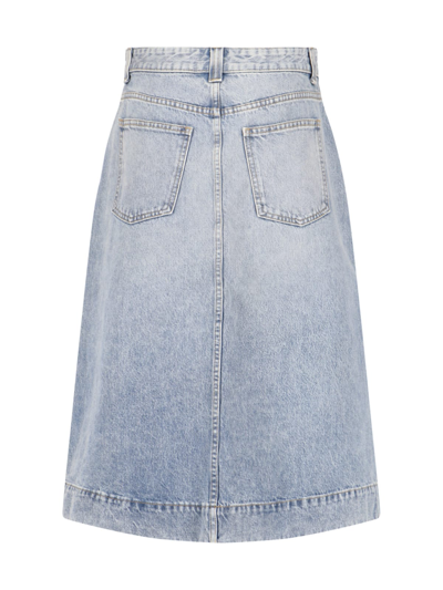 Shop Khaite Skirt In Light Blue