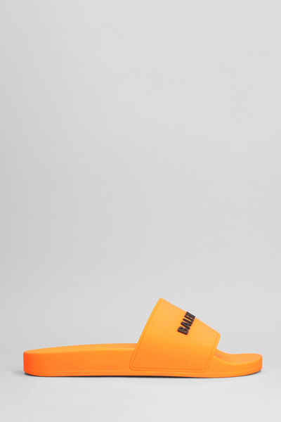 Shop Balenciaga Flats In Orange Rubber/plasic