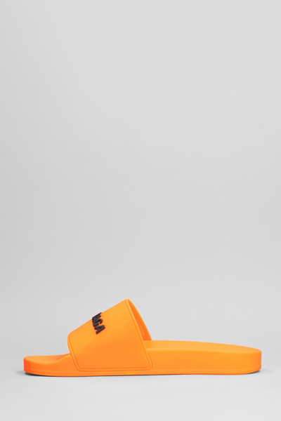 Shop Balenciaga Flats In Orange Rubber/plasic