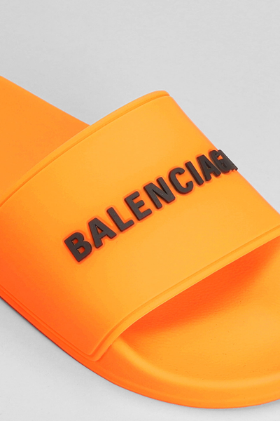 Shop Balenciaga Flats In Orange Rubber/plasic