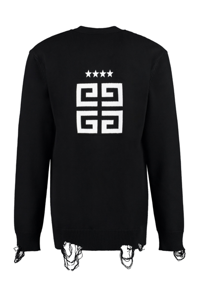 Shop Givenchy Intarsia Detail Cotton Cardigan In Black