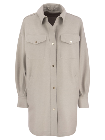 Shop Herno Resort Shirt In Lightweight Boiled Wool In Ice