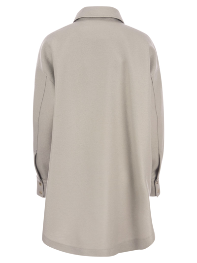 Shop Herno Resort Shirt In Lightweight Boiled Wool In Ice