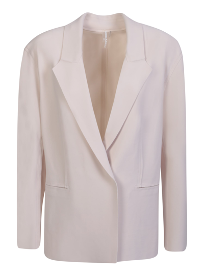 Shop Norma Kamali Easy Fit Ivory Single-breaste Jacket In White