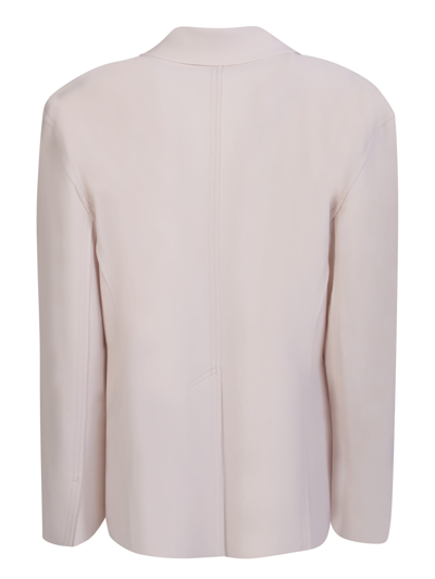 Shop Norma Kamali Easy Fit Ivory Single-breaste Jacket In White