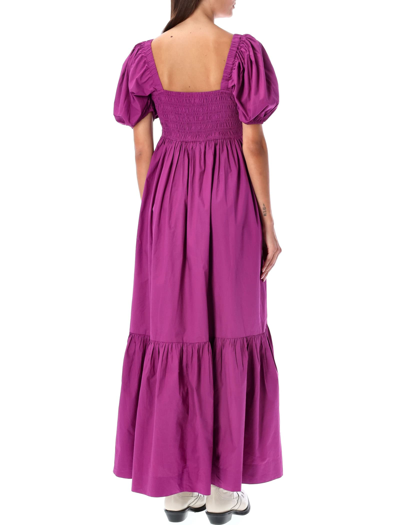 Shop Ganni Poplin Smock Maxi Dress In Purple Wine