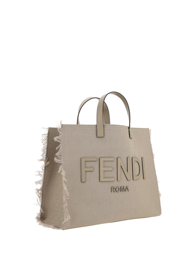 Shop Fendi Shopping Bag In Pietra+palladio