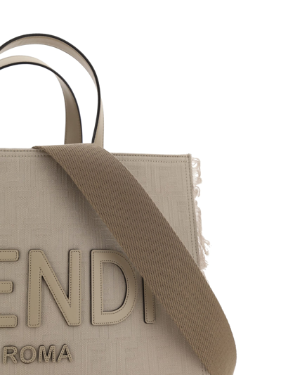 Shop Fendi Shopping Bag In Pietra+palladio
