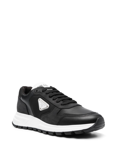 Prada Nubuck And Nylon High-top Sneakers In Schwarz