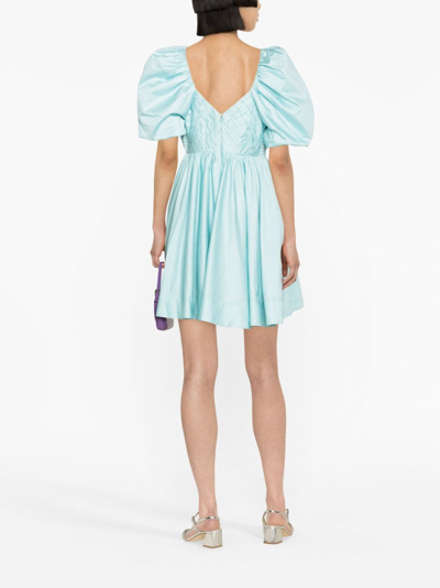 Shop Aje Gabrielle Plunge Mini Dress In Blau