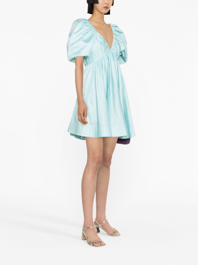 Shop Aje Gabrielle Plunge Mini Dress In Blau