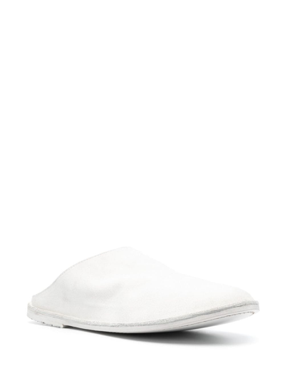 Shop Marsèll Strasacco Round-toe Leather Slippers In White