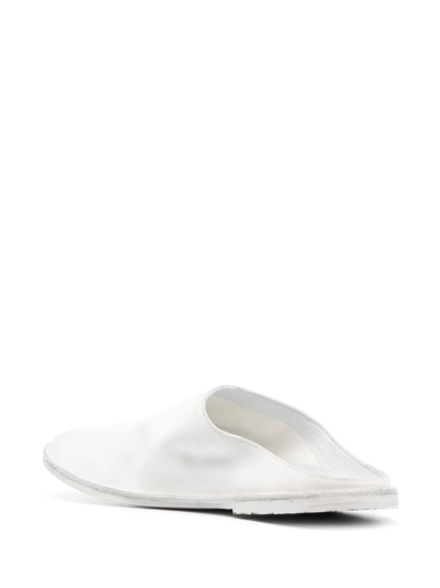 Shop Marsèll Strasacco Round-toe Leather Slippers In White