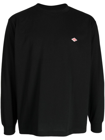 Shop Danton Logo-patch Long-sleeve Sweatshirt In Schwarz