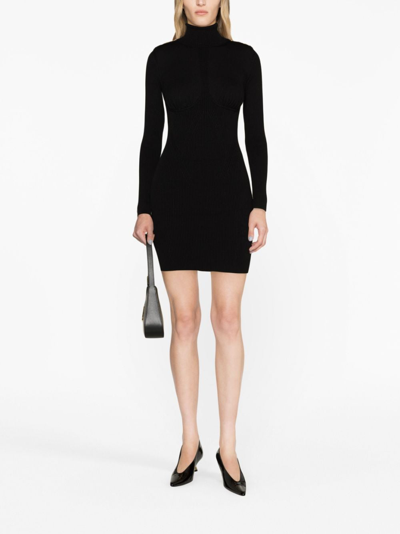 Elisabetta Franchi Schwarze Strickkleid Mit Hohem Kragen In Schwarz