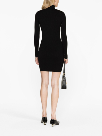 Elisabetta Franchi Schwarze Strickkleid Mit Hohem Kragen In Schwarz