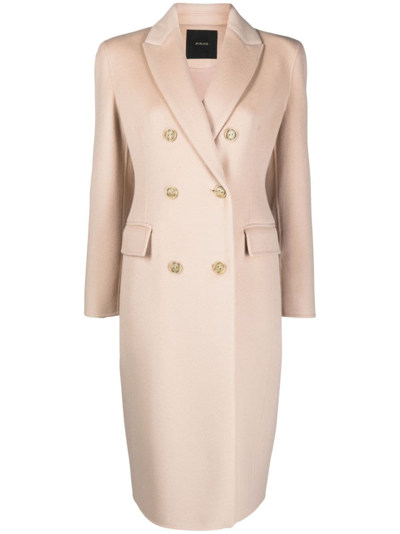 Shop Pinko Double-breasted Mid-length Coat In Rosa
