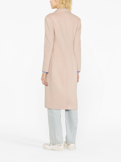 Shop Pinko Double-breasted Mid-length Coat In Rosa