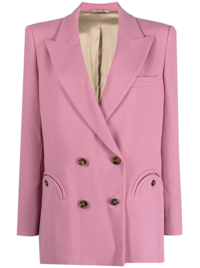 Shop Blazé Milano Double-breasted Virgin Wool Blazer In Violett