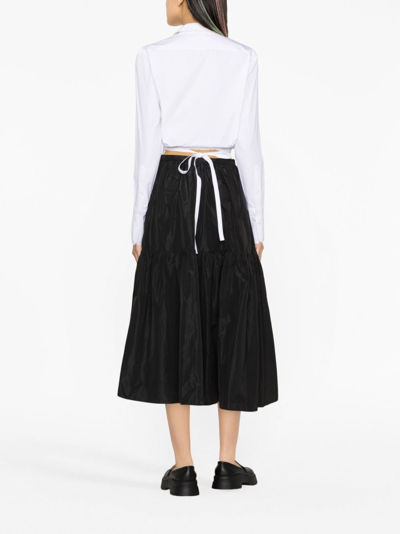 Shop Patou Cropped Cut-out Shirt In Weiss