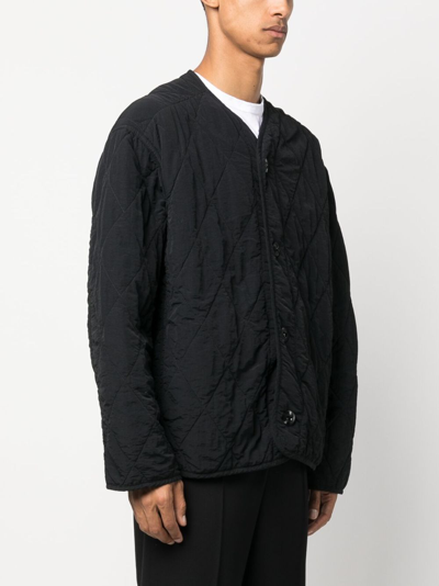 Shop Oamc Quilted Button-up Jacket In Schwarz