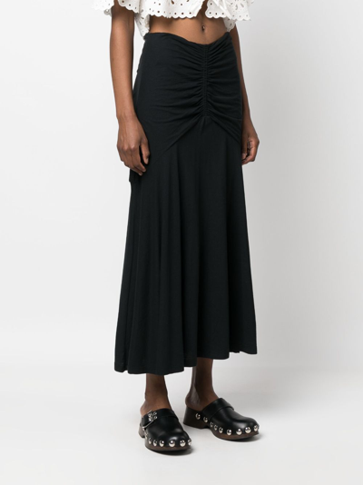 Shop Ulla Johnson Nadira Ruched Maxi Skirt In Black