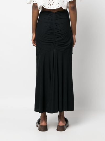 Shop Ulla Johnson Nadira Ruched Maxi Skirt In Black