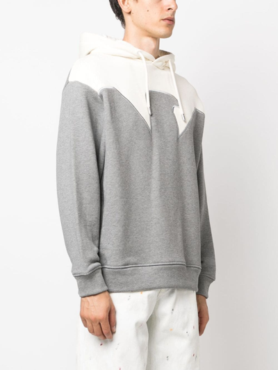 Shop Emporio Armani Panelled Cotton Hoodie In Grau