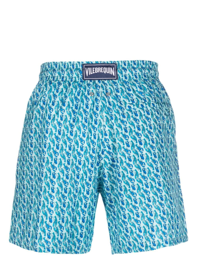 Shop Vilebrequin Graphic-print Drawstring Swim Shorts In Blau