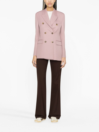 Shop Golden Goose Double-breasted Gabardine Blazer In Pink