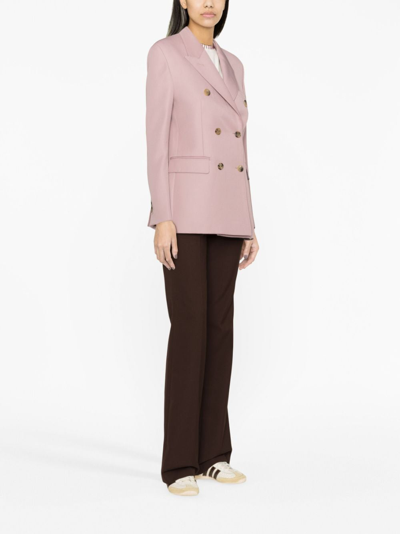 Shop Golden Goose Double-breasted Gabardine Blazer In Pink