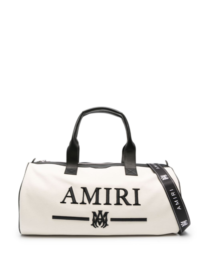 Shop Amiri Logo-embroidered Two-tone Holdalls In Neutrals