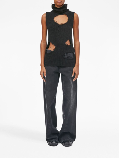 Mm6 Maison Margiela Cut-out Detailing High-neck Top In Schwarz