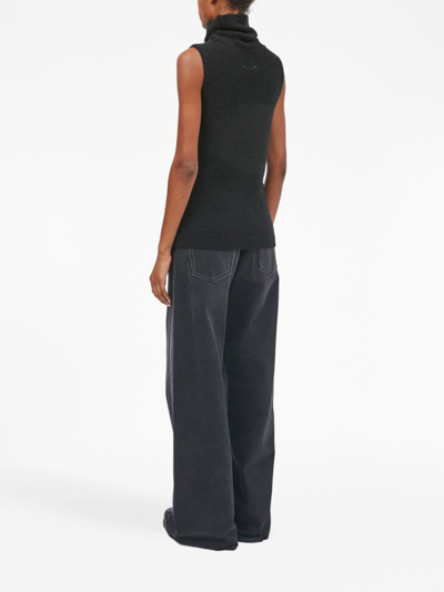 Mm6 Maison Margiela Cut-out Detailing High-neck Top In Schwarz