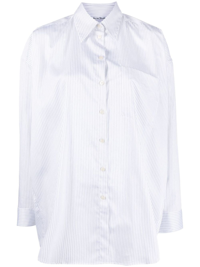 Shop Acne Studios Striped Pocket Shirt In Weiss