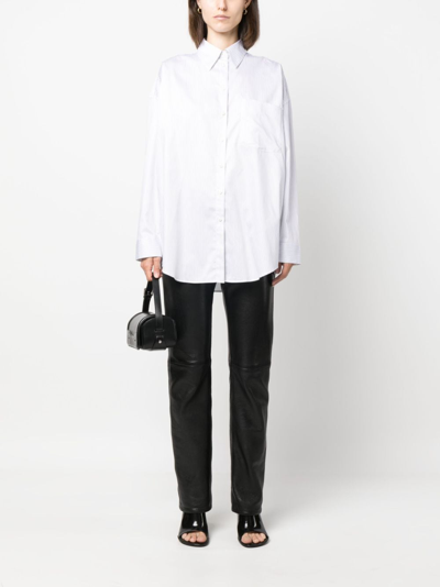 Shop Acne Studios Striped Pocket Shirt In Weiss
