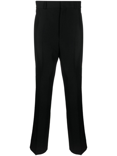 Shop Palm Angels Stripe-detail Cotton Tailored Trousers In Black