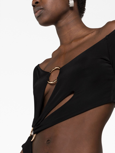 Shop Louisa Ballou Cut-out Asymmetric Jersey Top In Schwarz