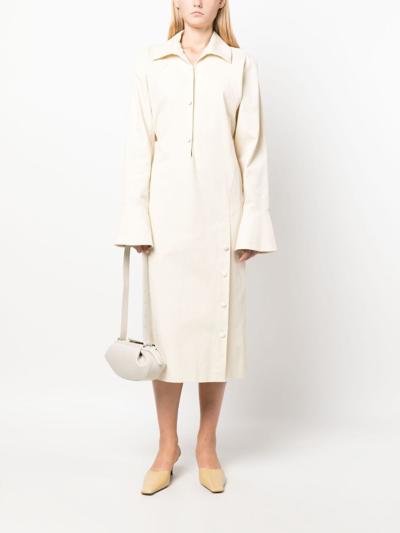 Bally Button-up Long-sleeves Dress In Neutrals